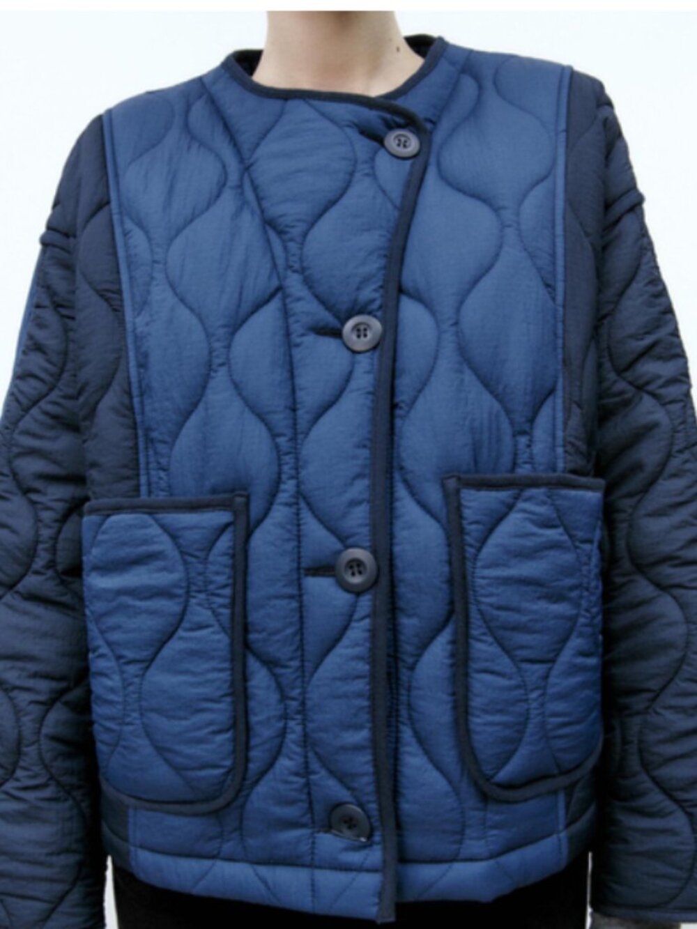 NWT Zara Blue Colorblock Quilted Jacket